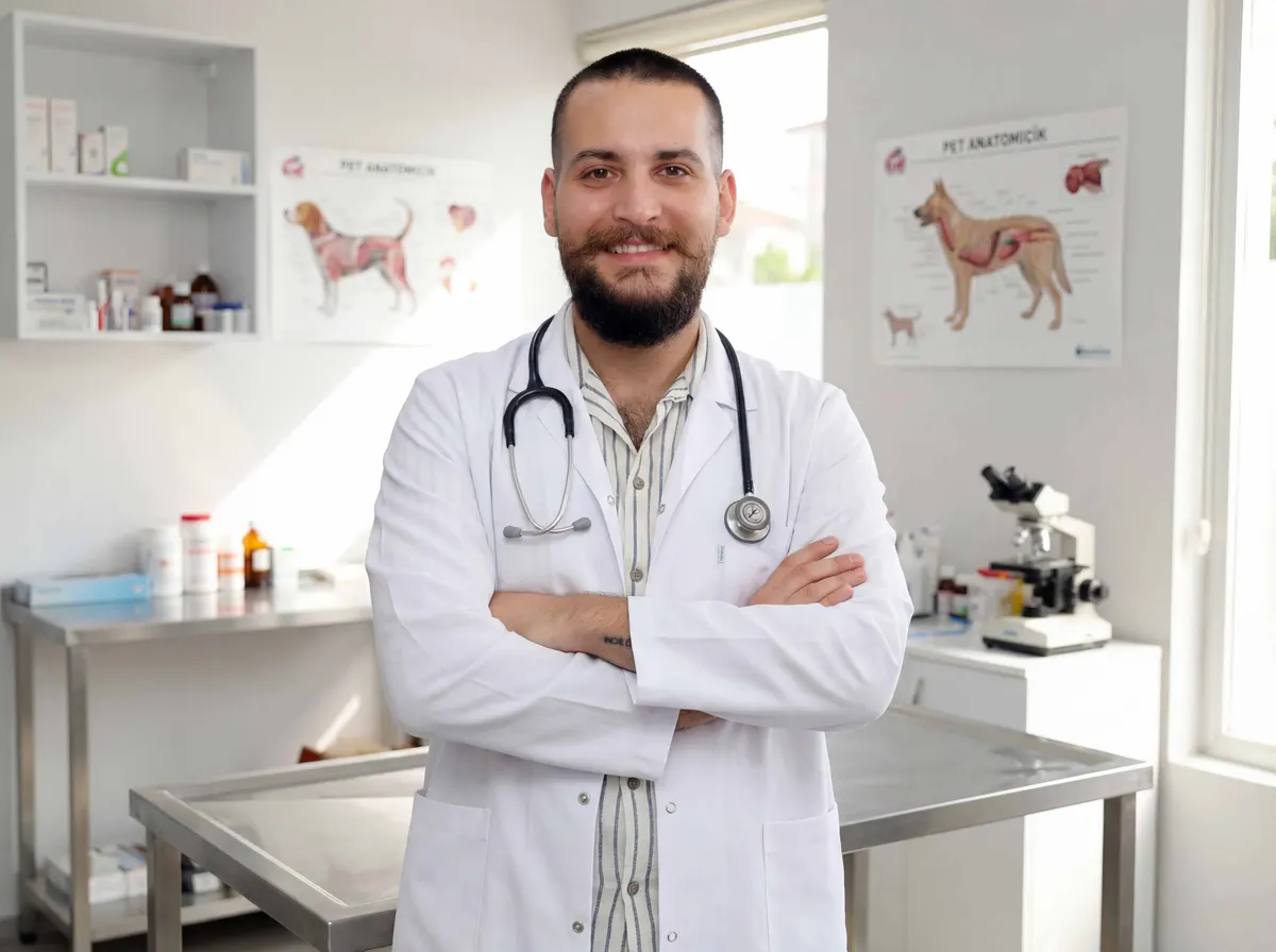 Dr. Georges, Wunderdog's in-house vet, in his clinic